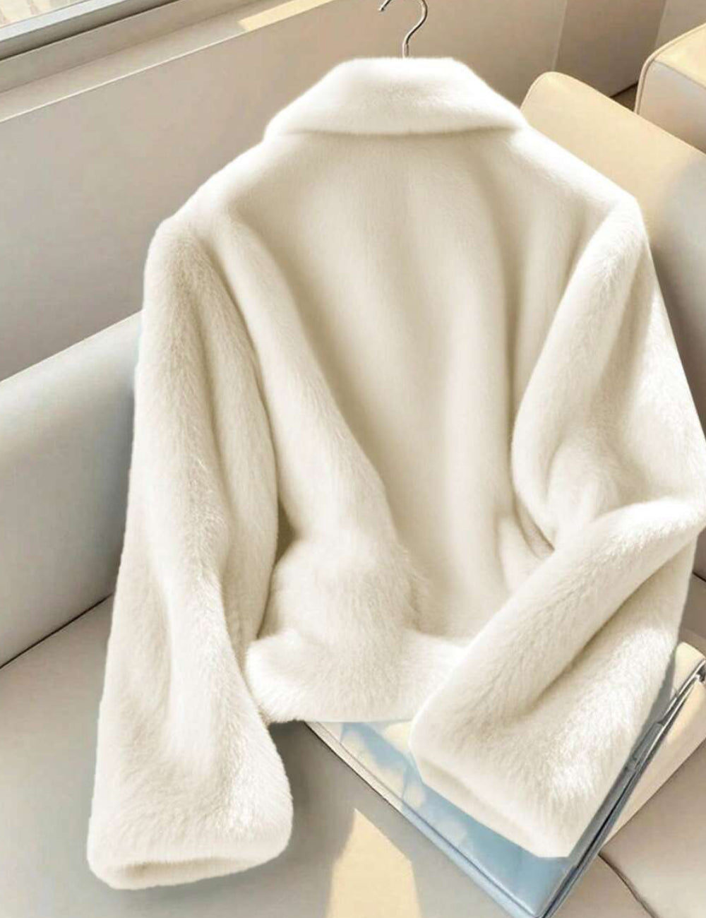 Jachetă de blană Shein, crem