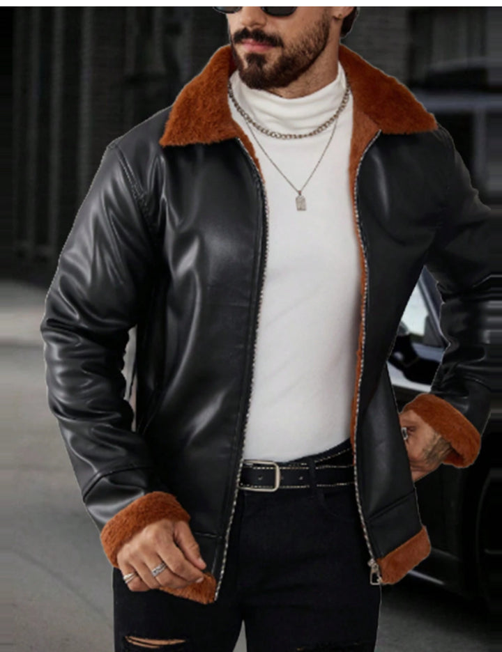 Jachetă de piele Shein MANFINITY, negru