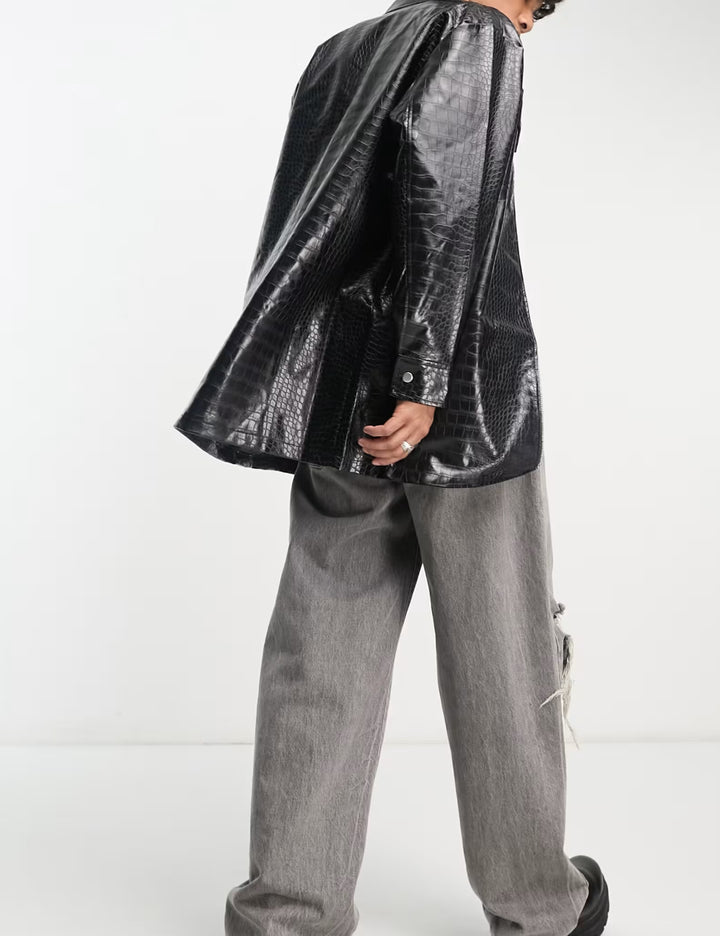 Jachetă imitație de piele ASOS, negru