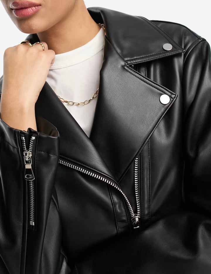 Jachetă imitație de piele ASOS, negru