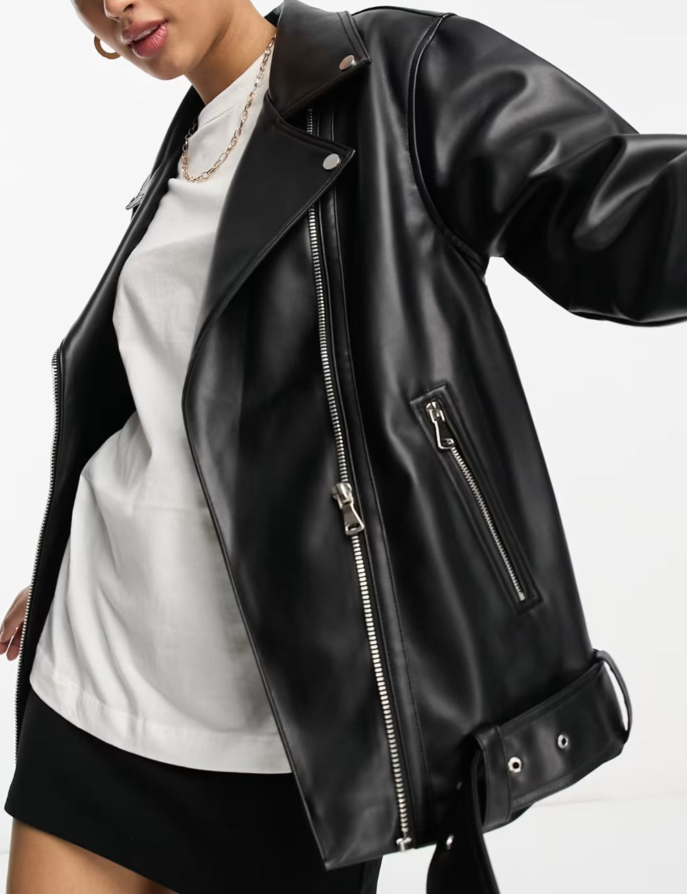 Jachetă imitație de piele ASOS, negru