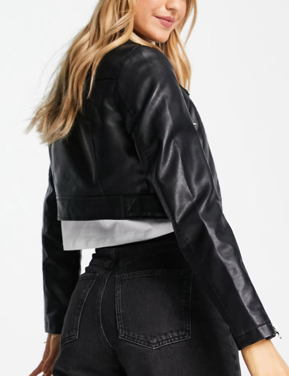 Jachetă imitație de piele Miss Selfridge, negru
