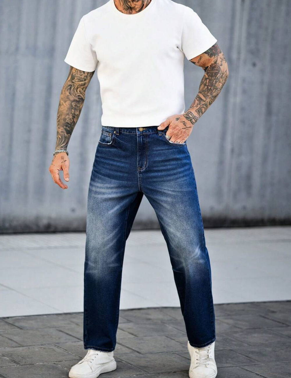 Jeans MANFINITY by Shein, albastru