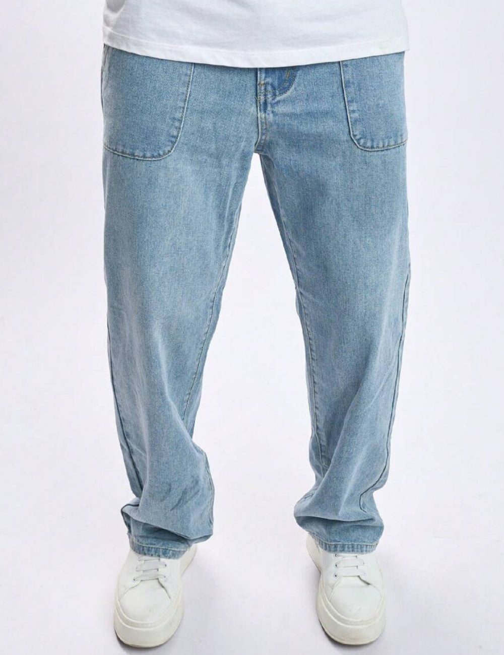 Shein MANFINITY Farmernadrág, fehér