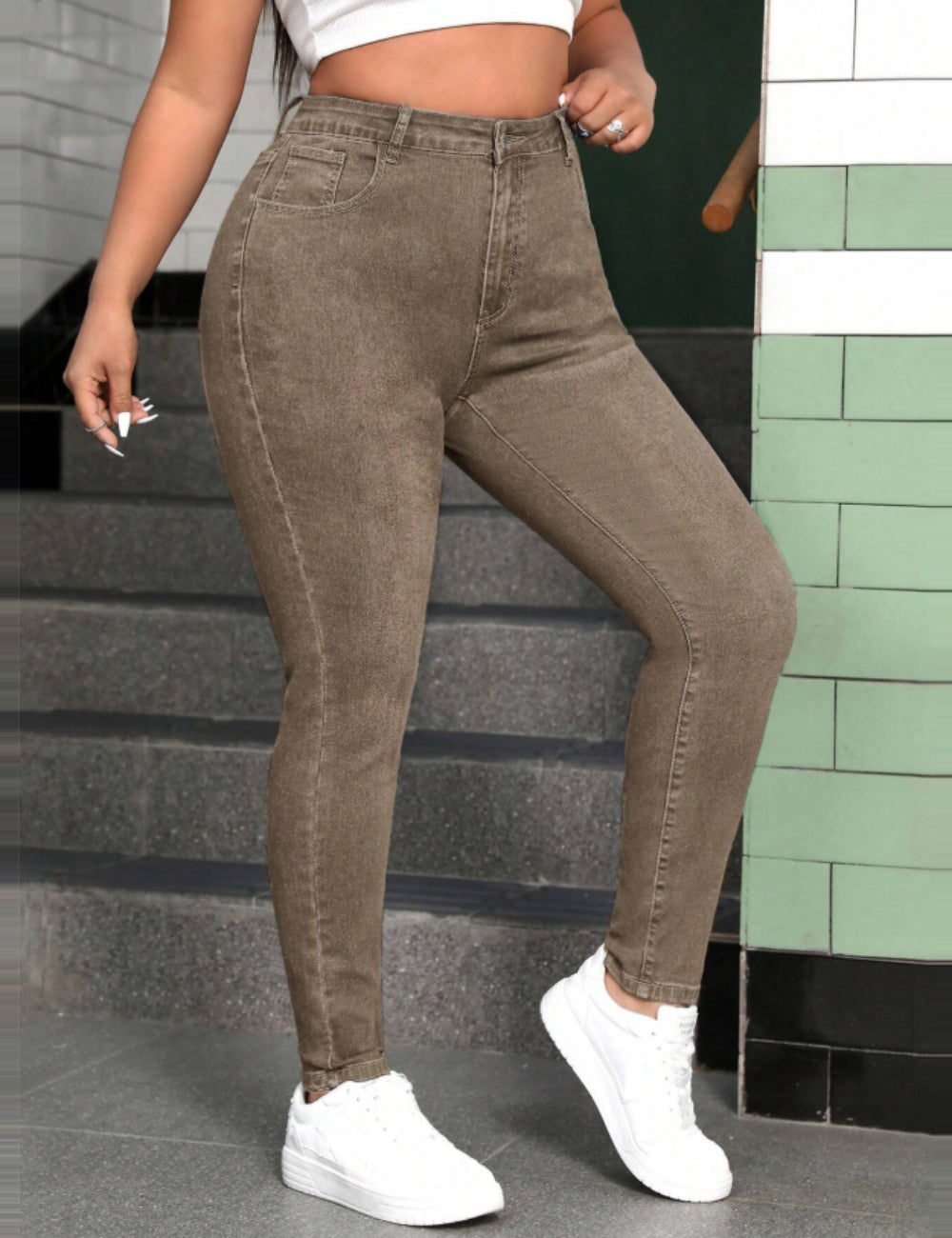 Jeans Shein Curve+, barna