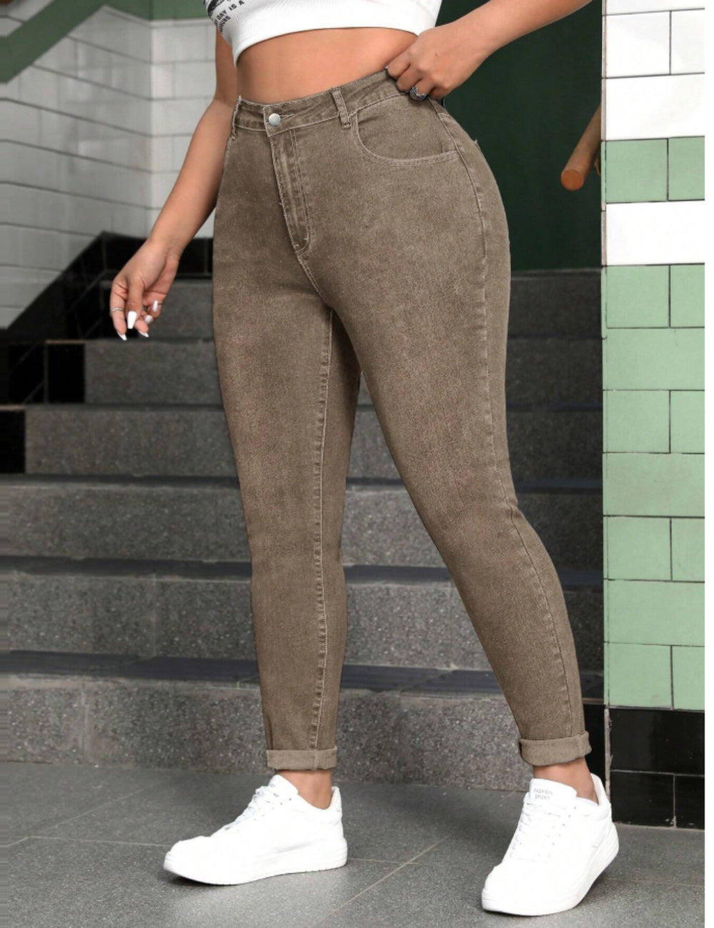 Jeans Shein Curve+, barna