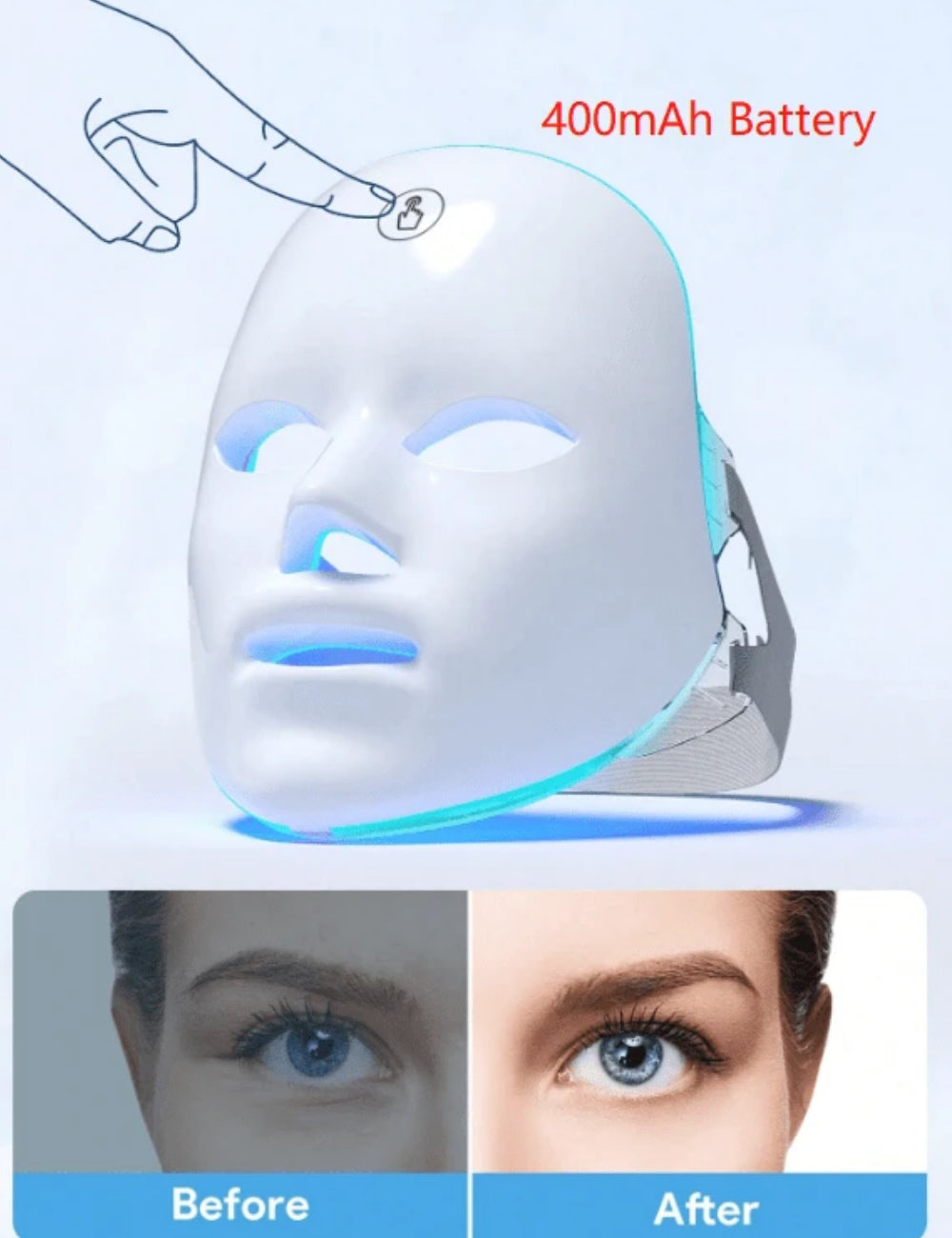 Mască de față cu LED Shein, alb