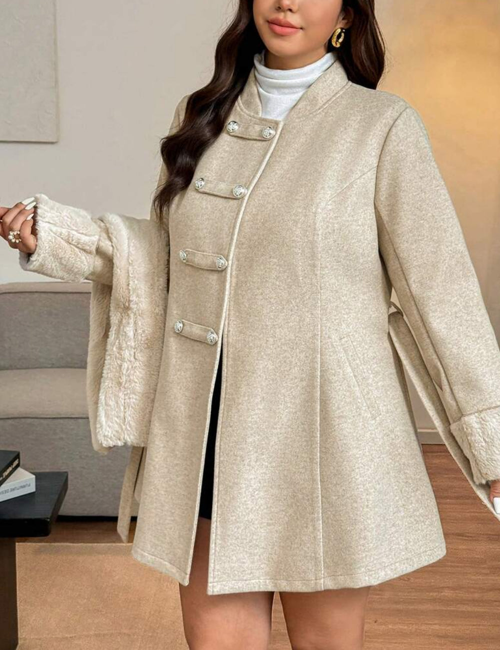 Shein Curve+ kabát, bézs