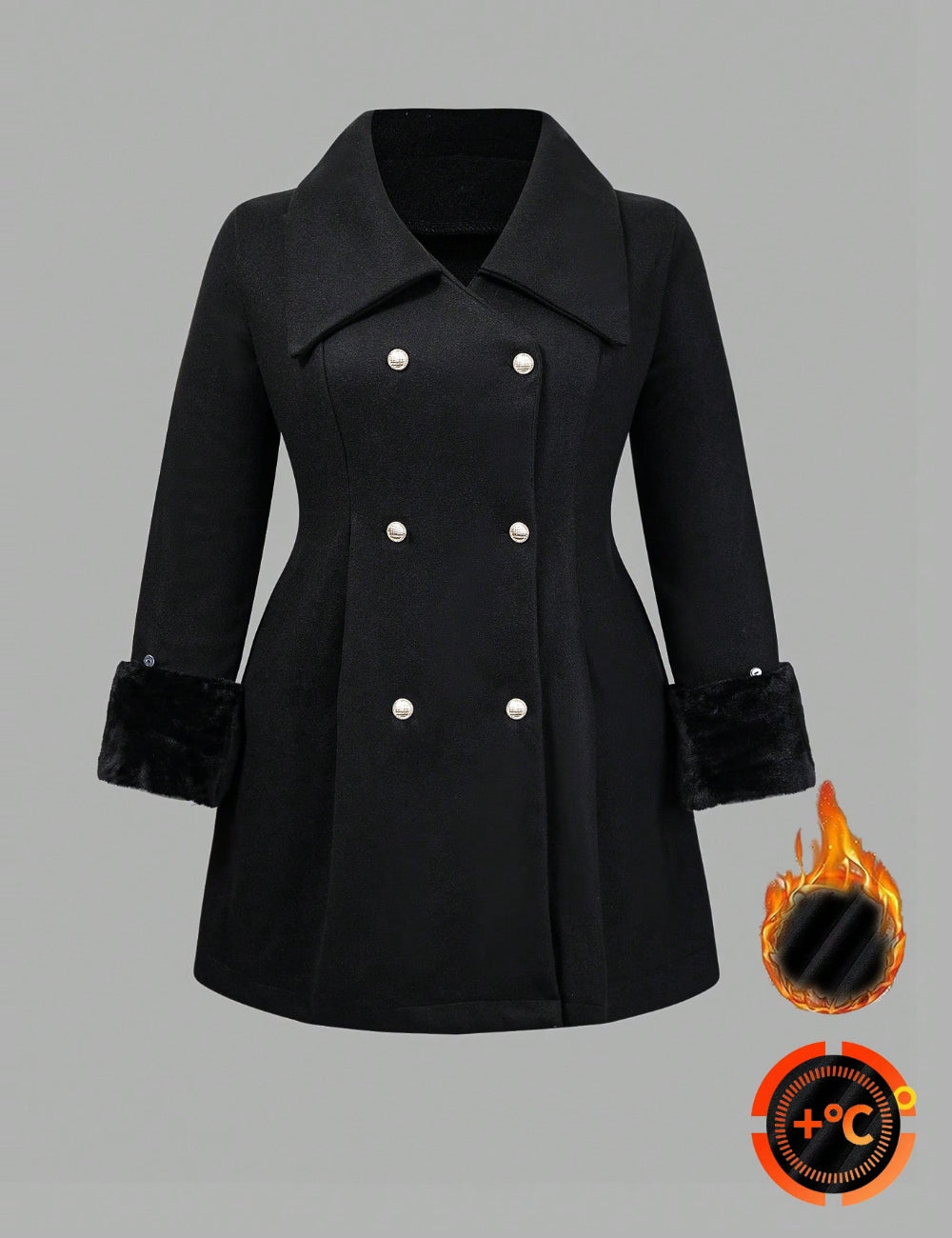 Shein Curve+ kabát, fekete