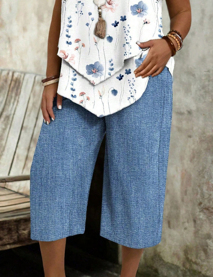 Shein Curve+ 3/4 nadrág, kék