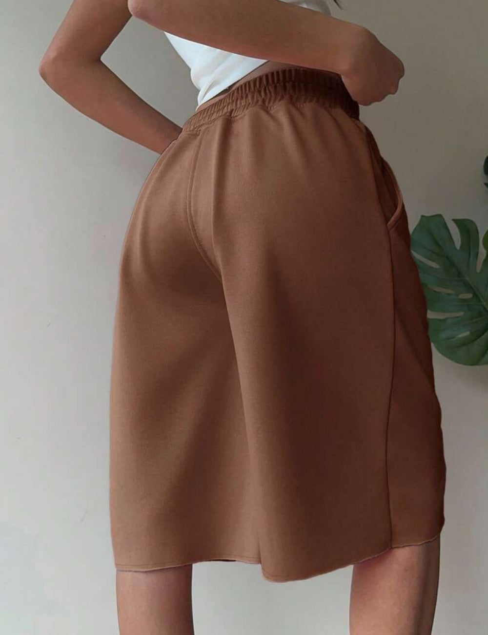 Pantaloni 3/4 Shein Curve+, maro