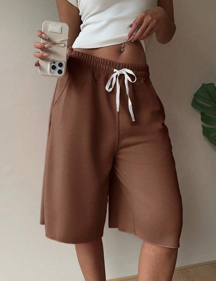 Pantaloni 3/4 Shein Curve+, maro
