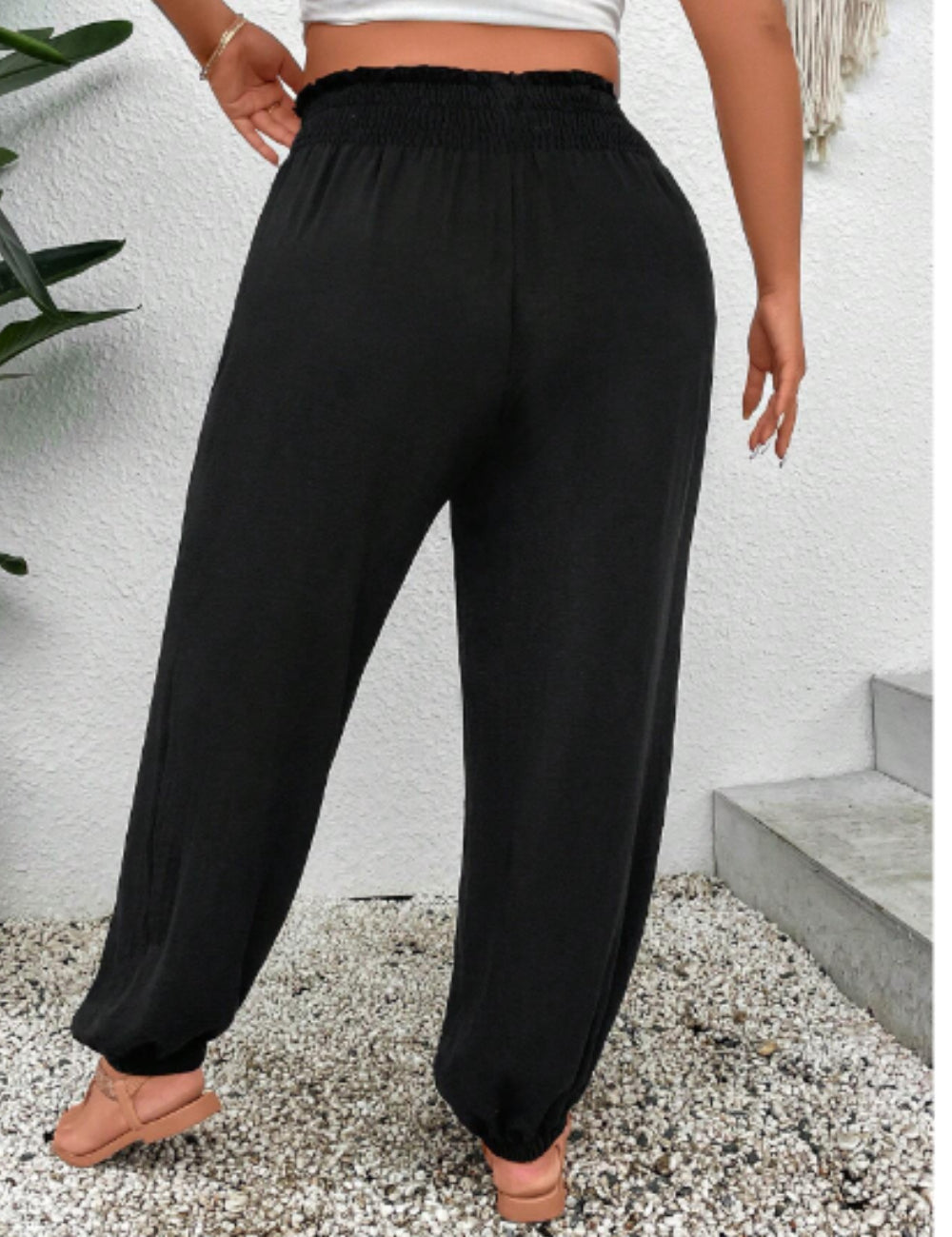 Pantaloni Casual Shein Curve+, negru