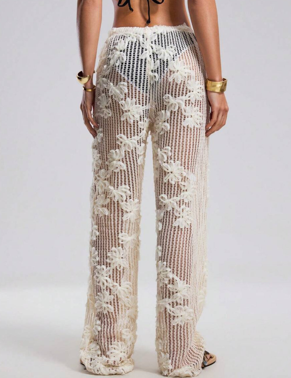 Pantaloni de plajă Shein, crem