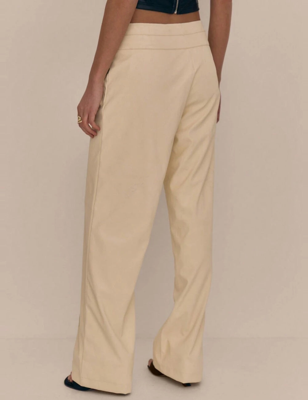 Pantaloni imitație din piele Shein, galben