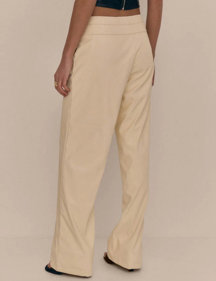 Pantaloni imitație din piele Shein, galben