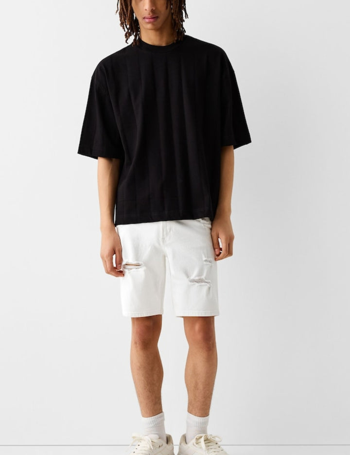 Pantaloni scurți Bershka, alb