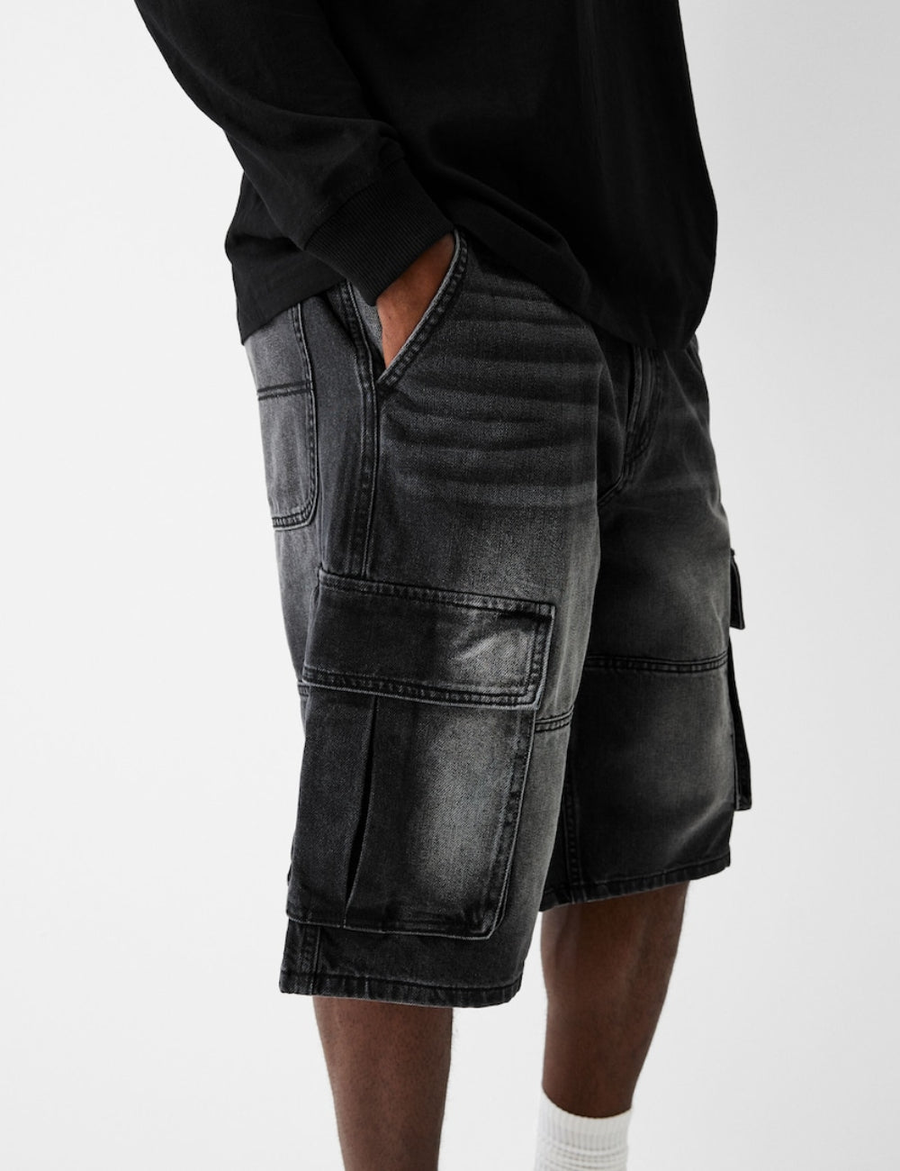 Pantaloni scurți Bershka, negru
