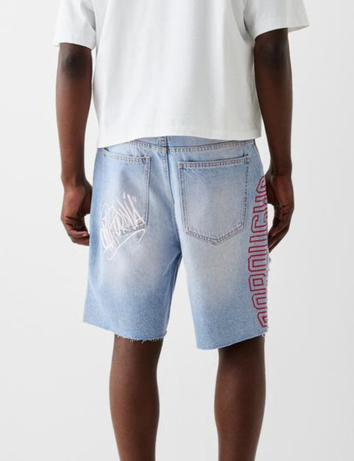 Pantaloni scurți de blugi Bershka, albastru