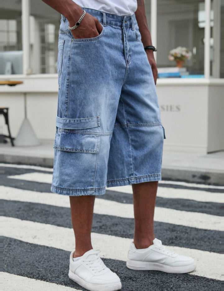 Pantaloni scurti de blugi MANFINITY by Shein, albastru