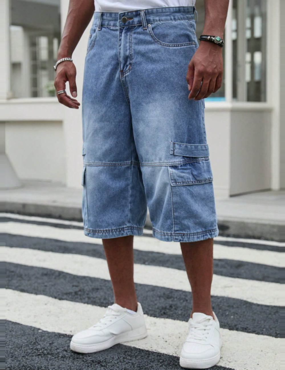 Pantaloni scurti de blugi MANFINITY by Shein, albastru