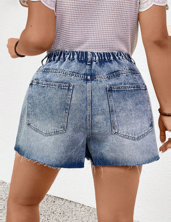 Pantaloni scurți de blugi Shein Curve+, albastru