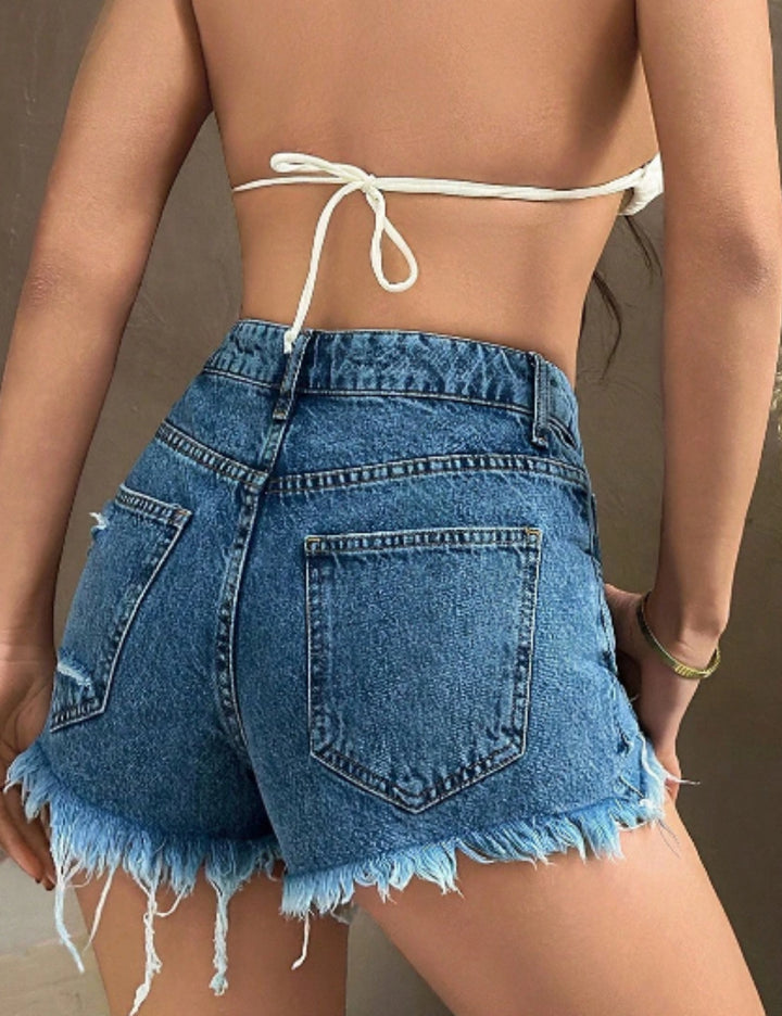 Pantaloni scurți de blugi Shein, albastru