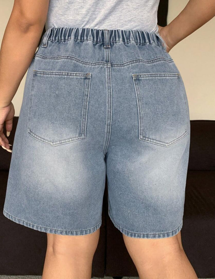 Pantaloni scurți de blugi Shein Curve+, albastru