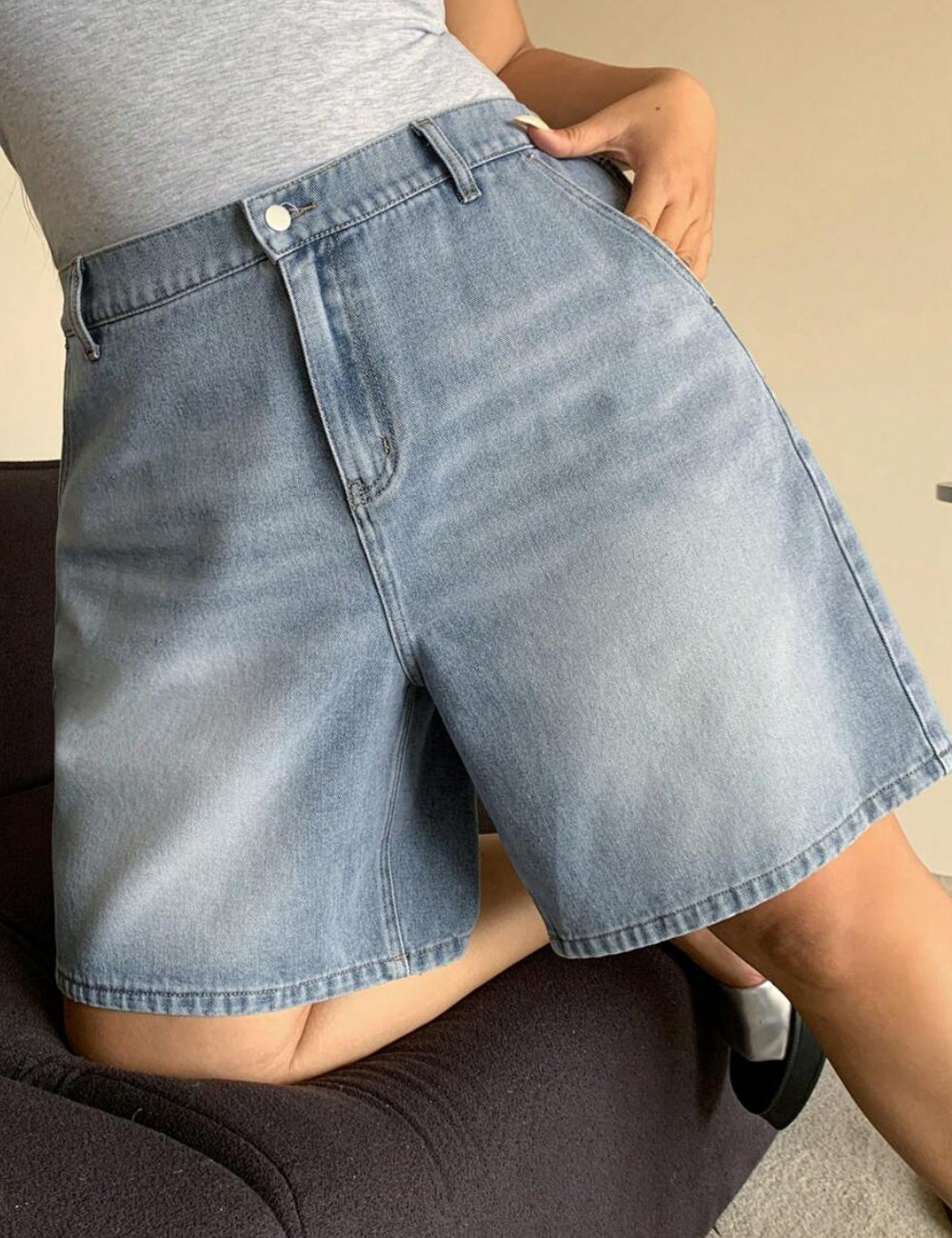 Pantaloni scurți de blugi Shein Curve+, albastru