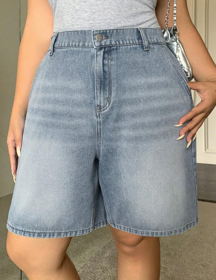 Pantaloni scurți de blugi Shein Curve+, albastru