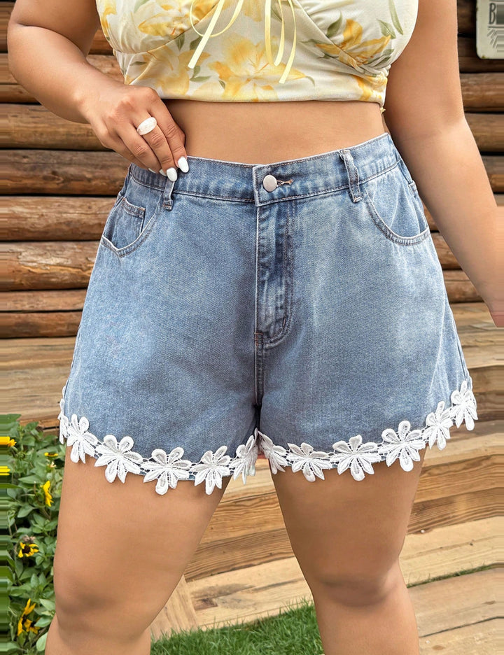 Pantaloni scurți de blugi Shein Curve+, albastru