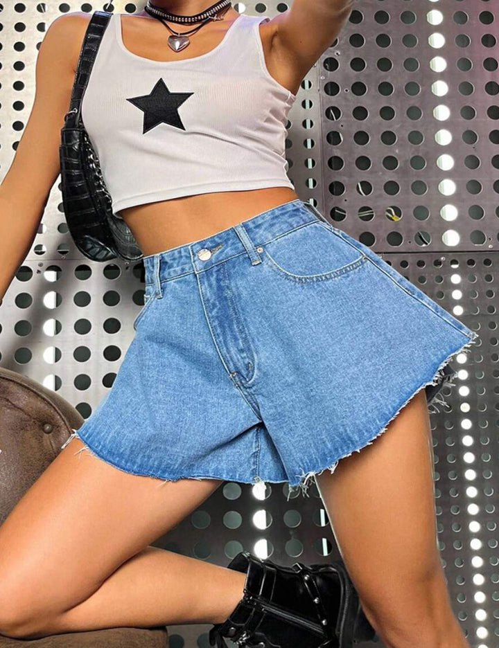 Pantaloni scurți de blugi Shein, albastru