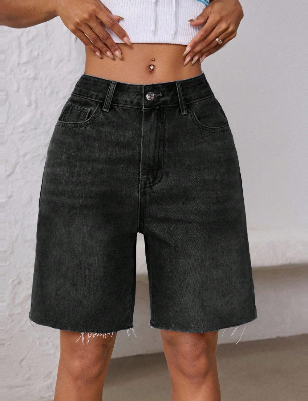 Pantaloni scurți de blugi Shein, gri