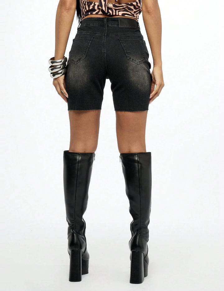 Pantaloni scurți de blugi Shein SUMWON, negru