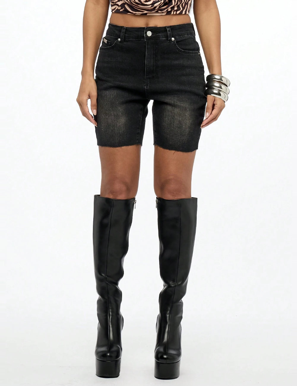 Pantaloni scurți de blugi Shein SUMWON, negru