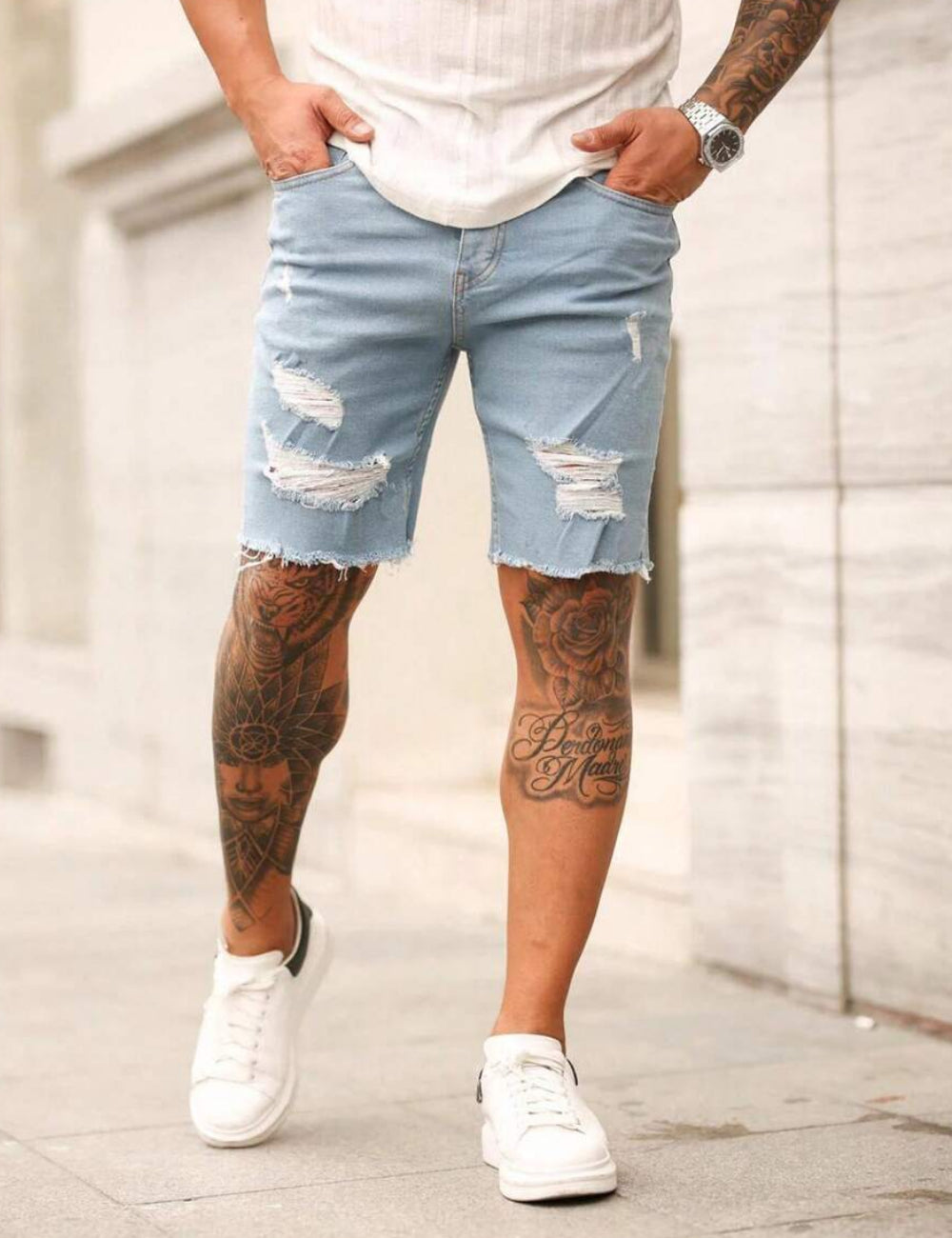 Pantaloni scurți Shein, albastru