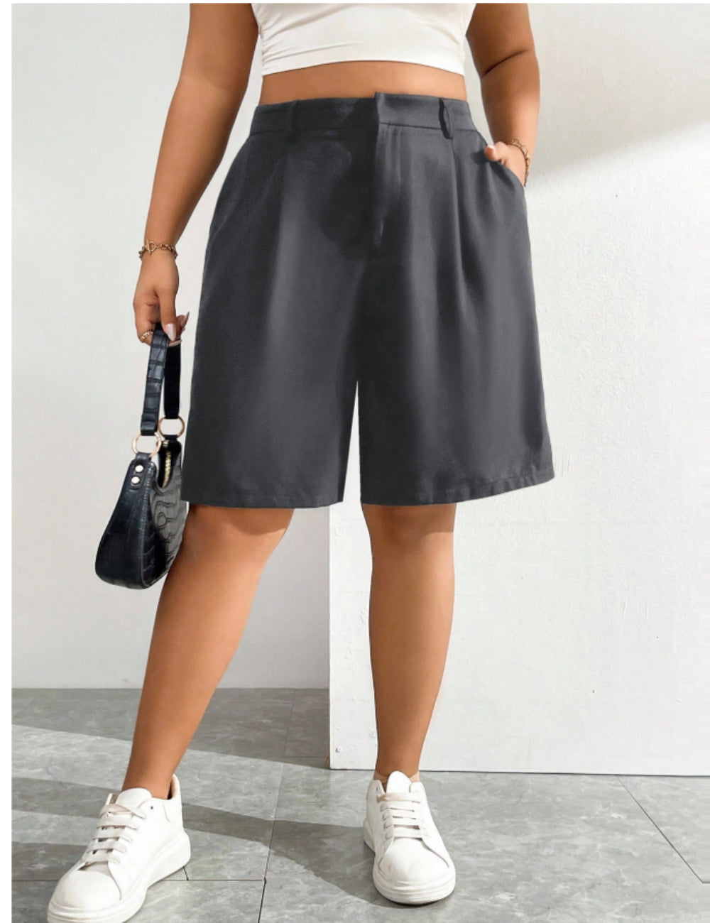 Pantaloni scurți Shein Curve+, gri