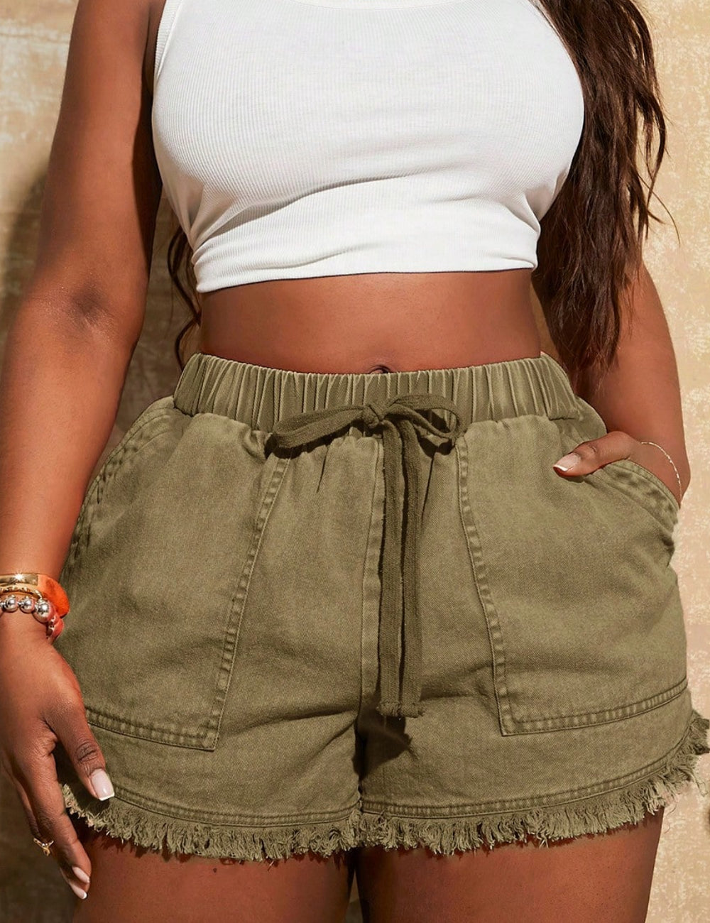 Pantaloni scurți Shein Curve+, kaki