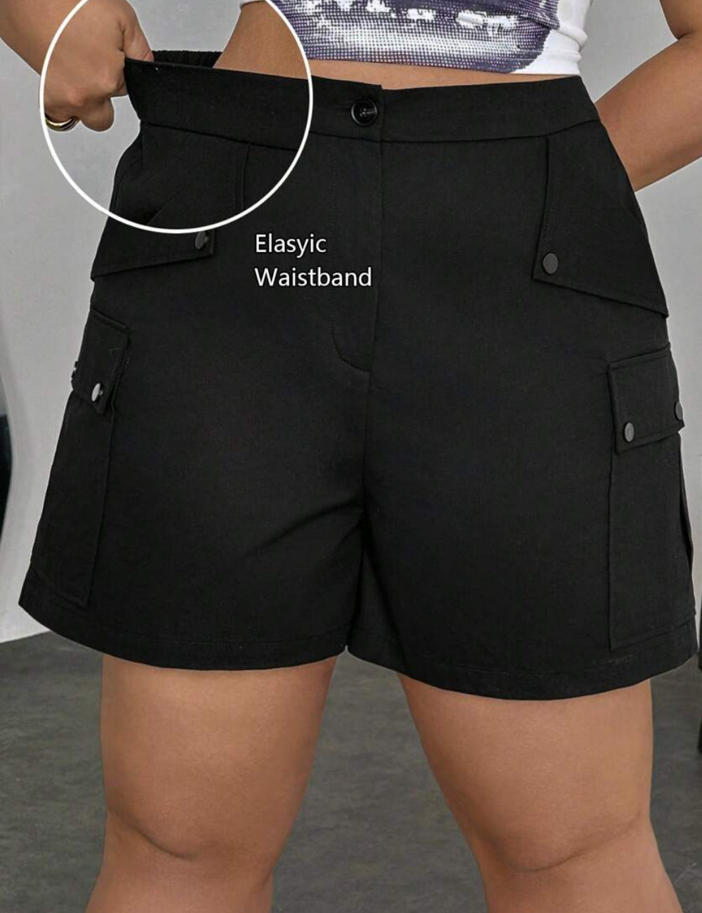 Pantaloni scurți Shein Curve+, negru