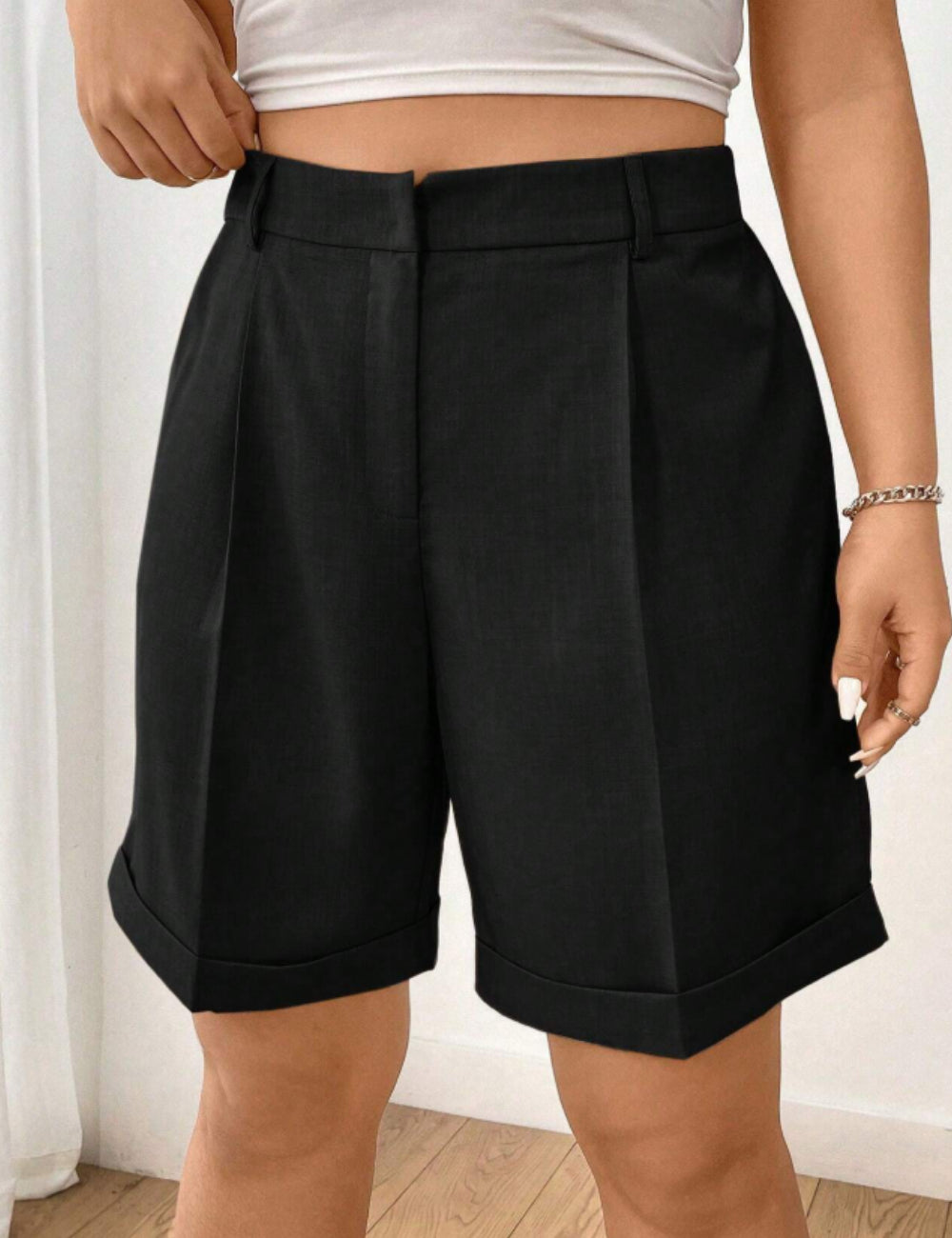 Pantaloni scurți Shein Curve+, negru