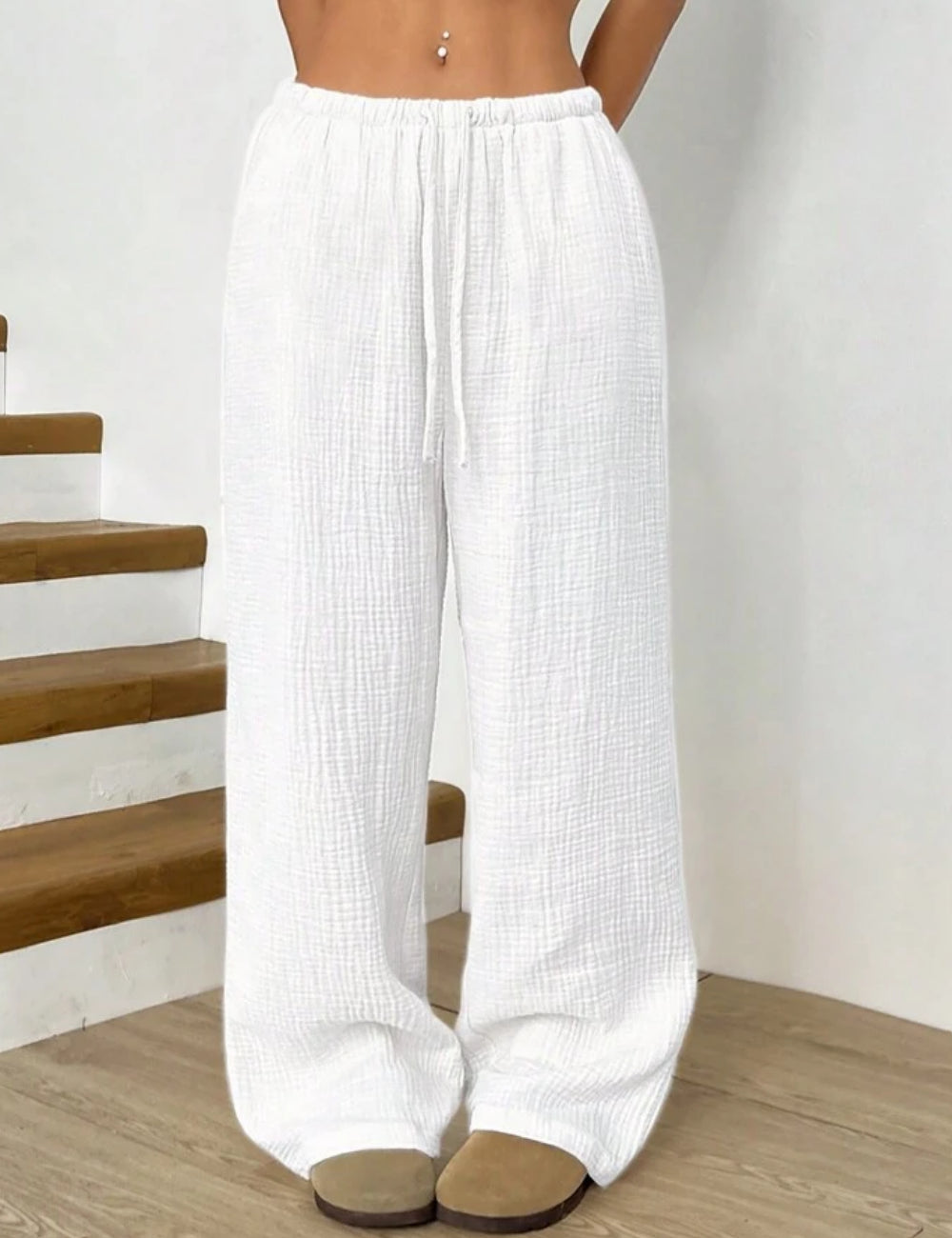 Pantaloni Shein Curve+, alb