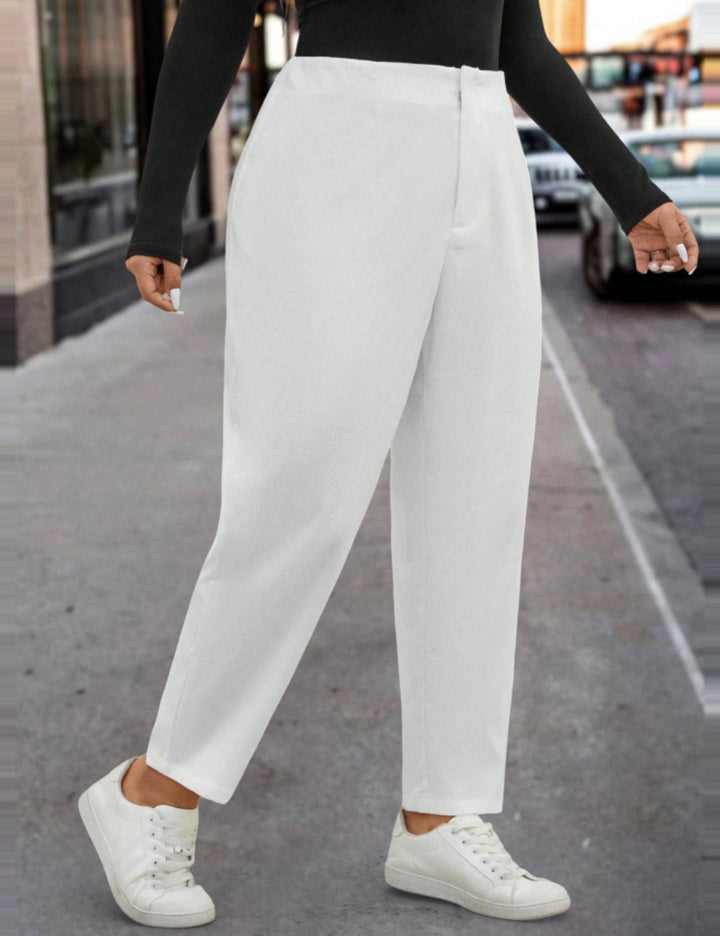 Pantaloni Shein Curve+, alb