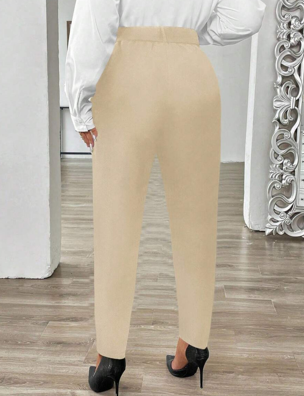 Shein Curve+ nadrág, bézs