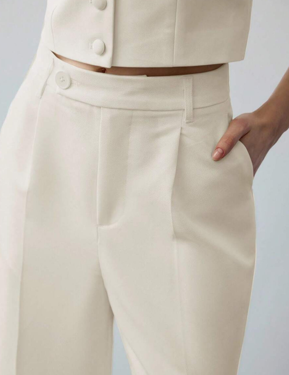 Pantaloni Shein MOTF, crem
