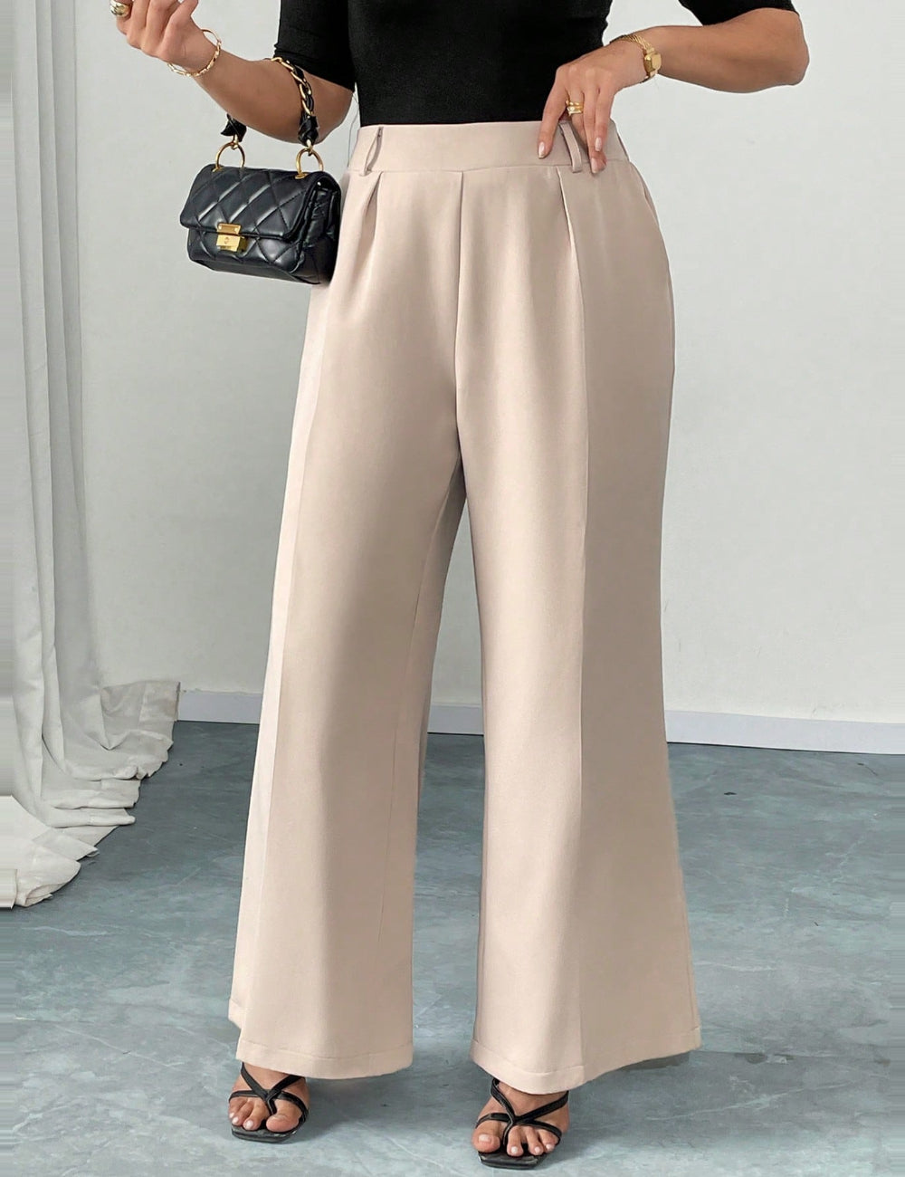 Shein Curve+ nadrág, bézs