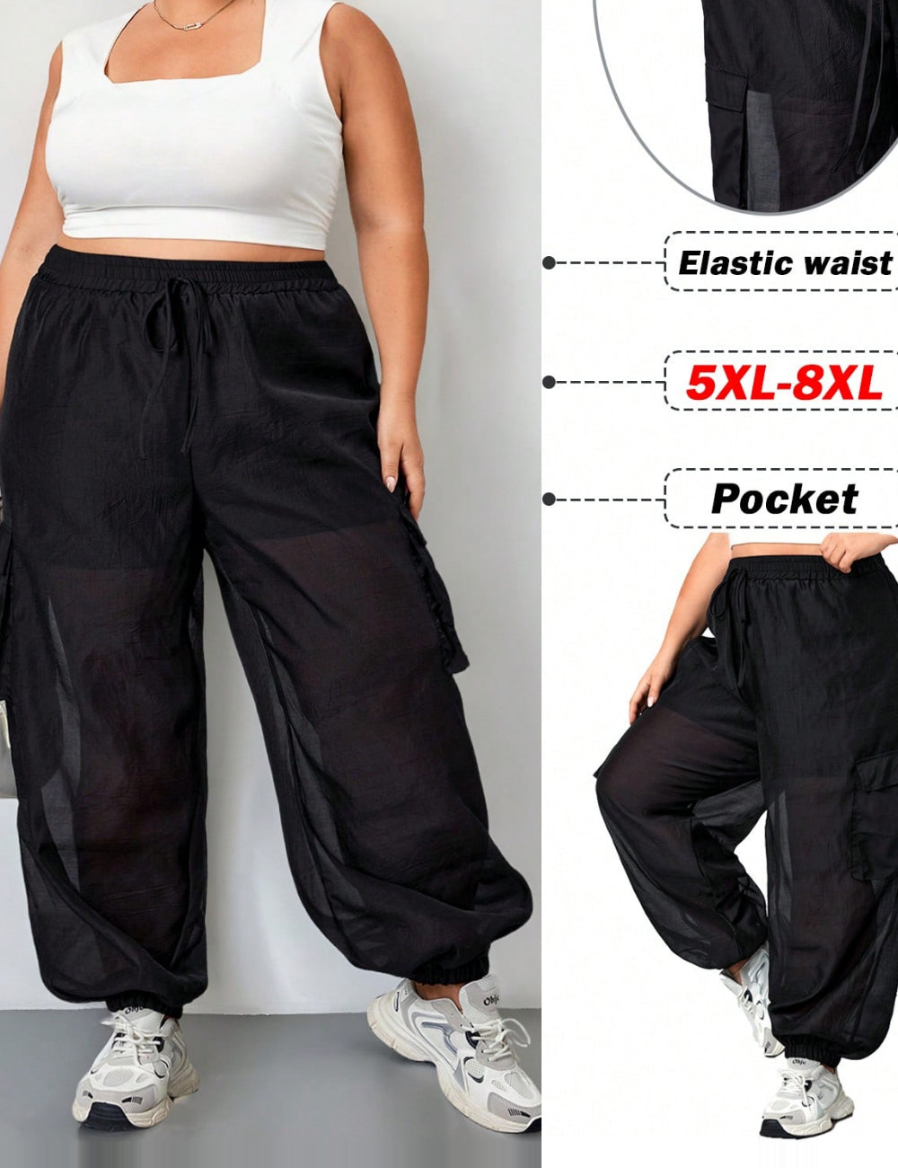 Shein Curve+ nadrág, fekete