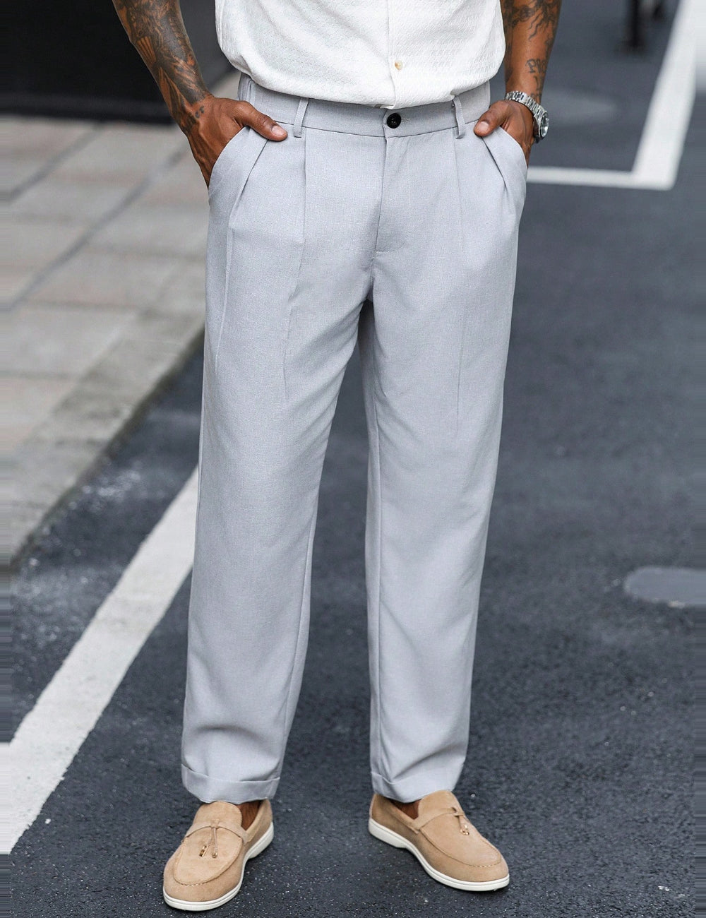 Pantaloni Shein MANFINITY, gri