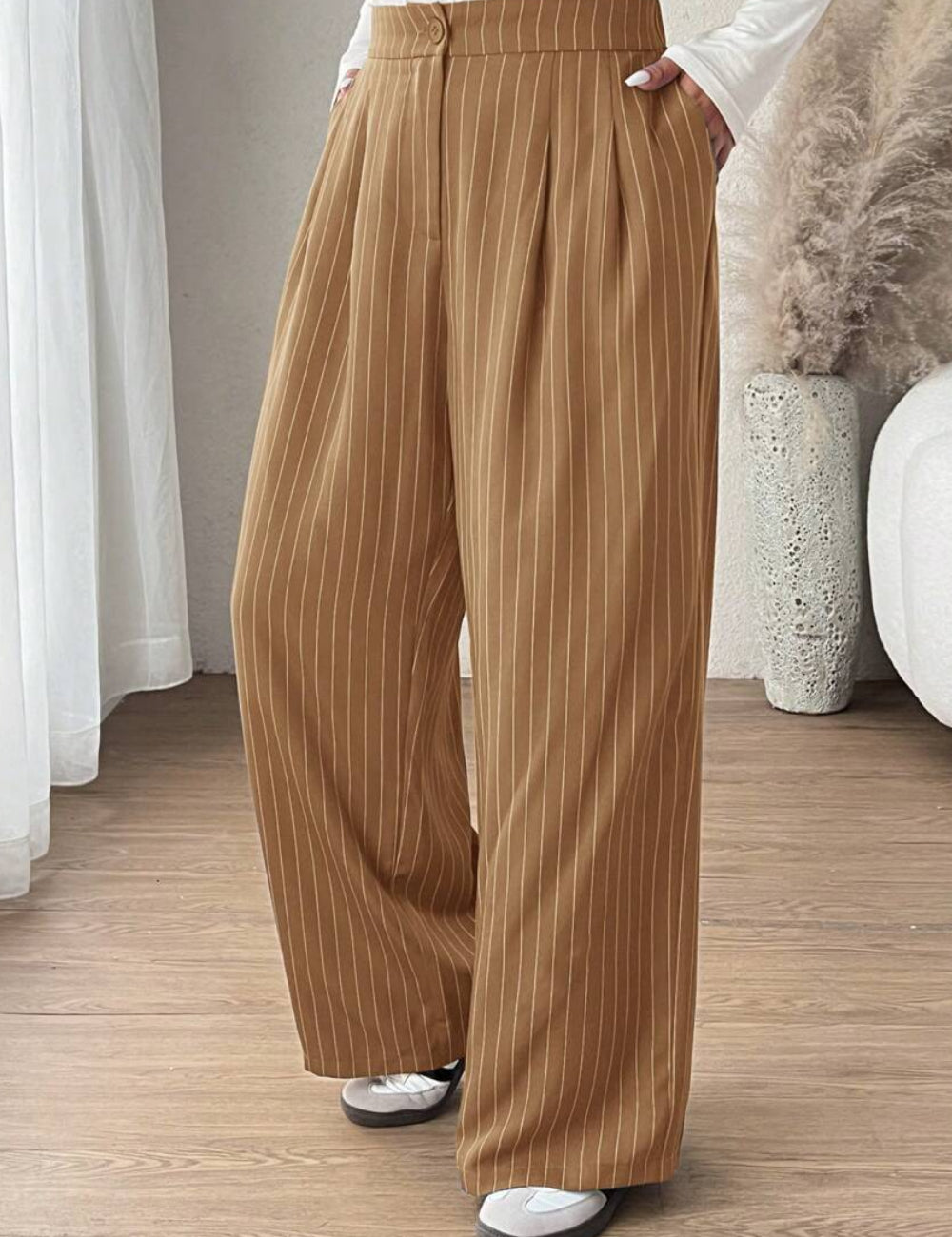 Shein Curve+ nadrág, barna