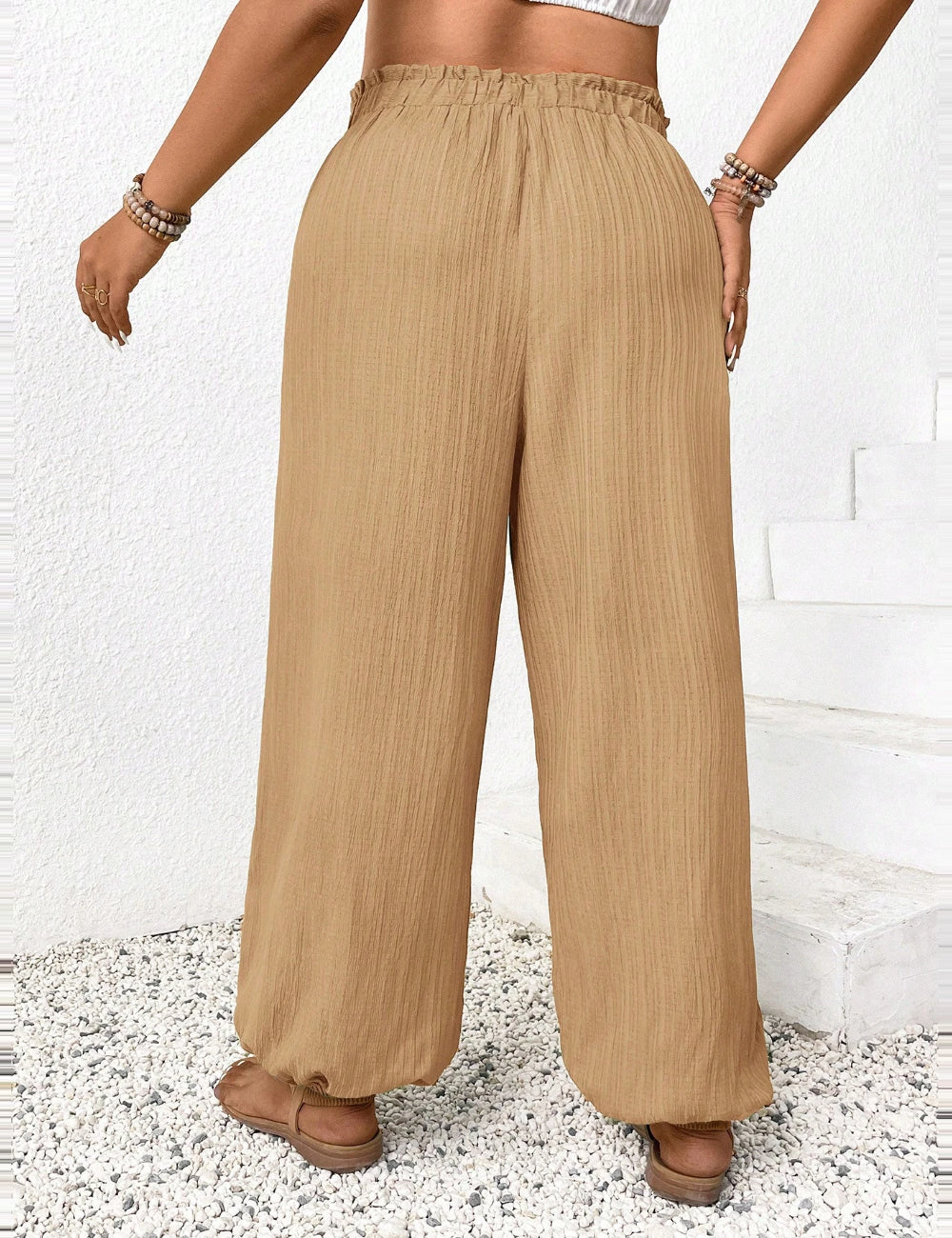 Shein Curve+ nadrág, barna