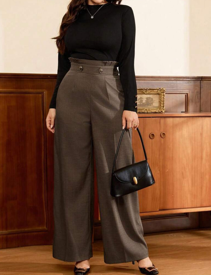 Shein Curve+ nadrág, barna